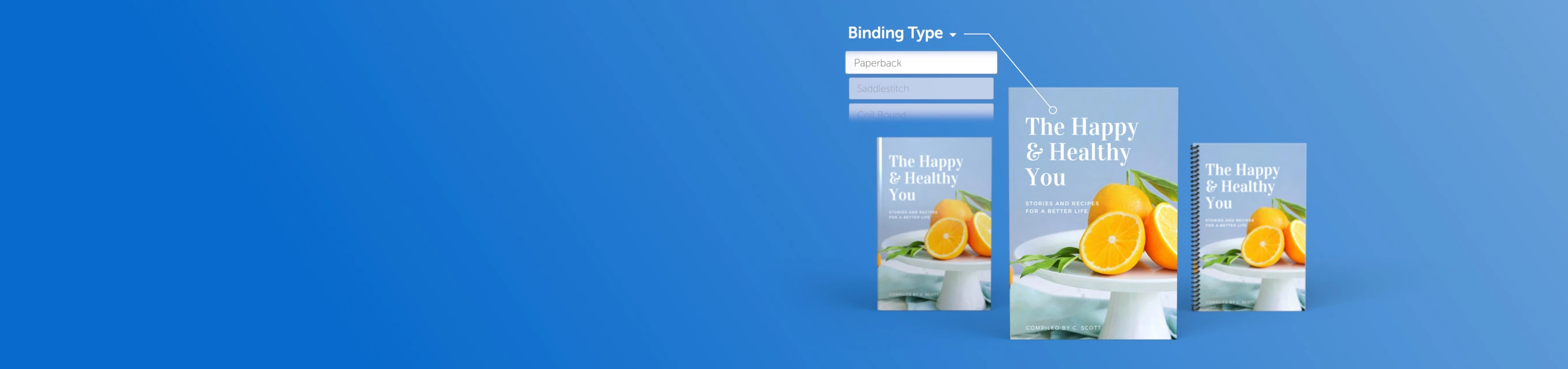Create Page image banner of a self-published custom book with product options